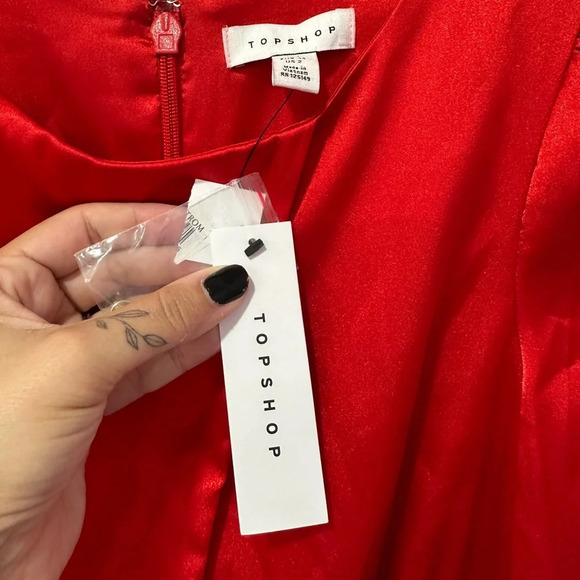 Topshop | Red Satin Cutout Dress - New with tags | Size: 2 - Picture 2 of 6